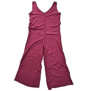 Aux Moda Italian Viscose Jumpsuit Women's Size XL Rose Red Wide Leg Loungewear